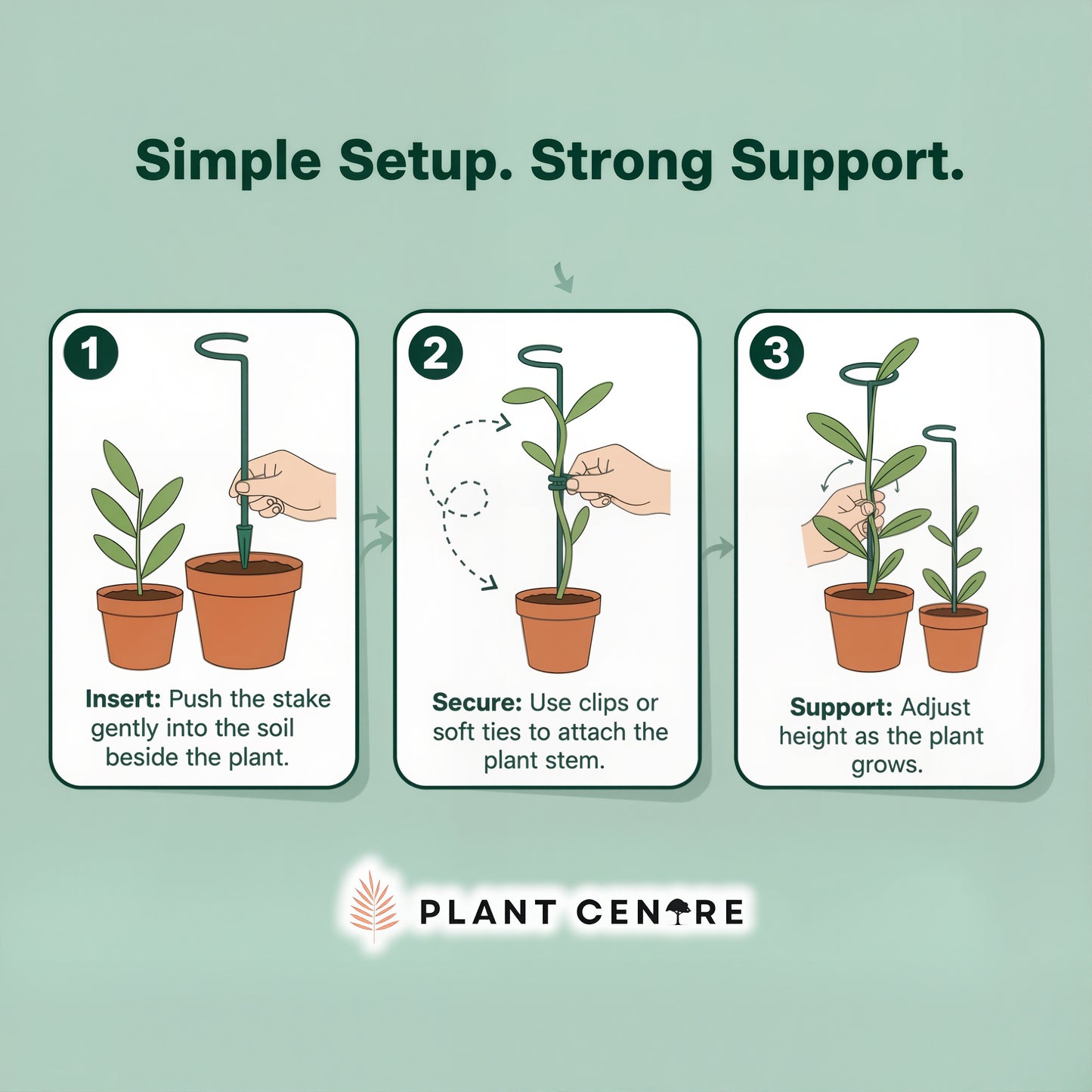 Plant Supporter Garden Stakes (Set of 10) | Metal Plant Support Sticks for Garden and Pots | Plant Centre