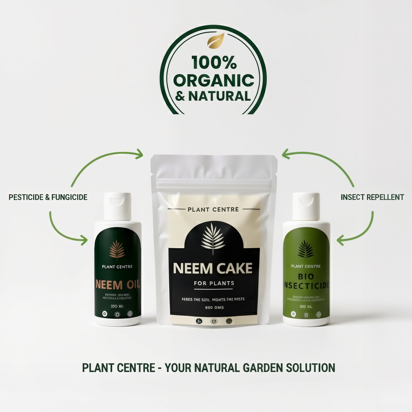 Pest & Disease Protection Combo | Neem Oil, Bio Insecticide & Neem Cake | Organic Plant Care Kit by Plant Centre