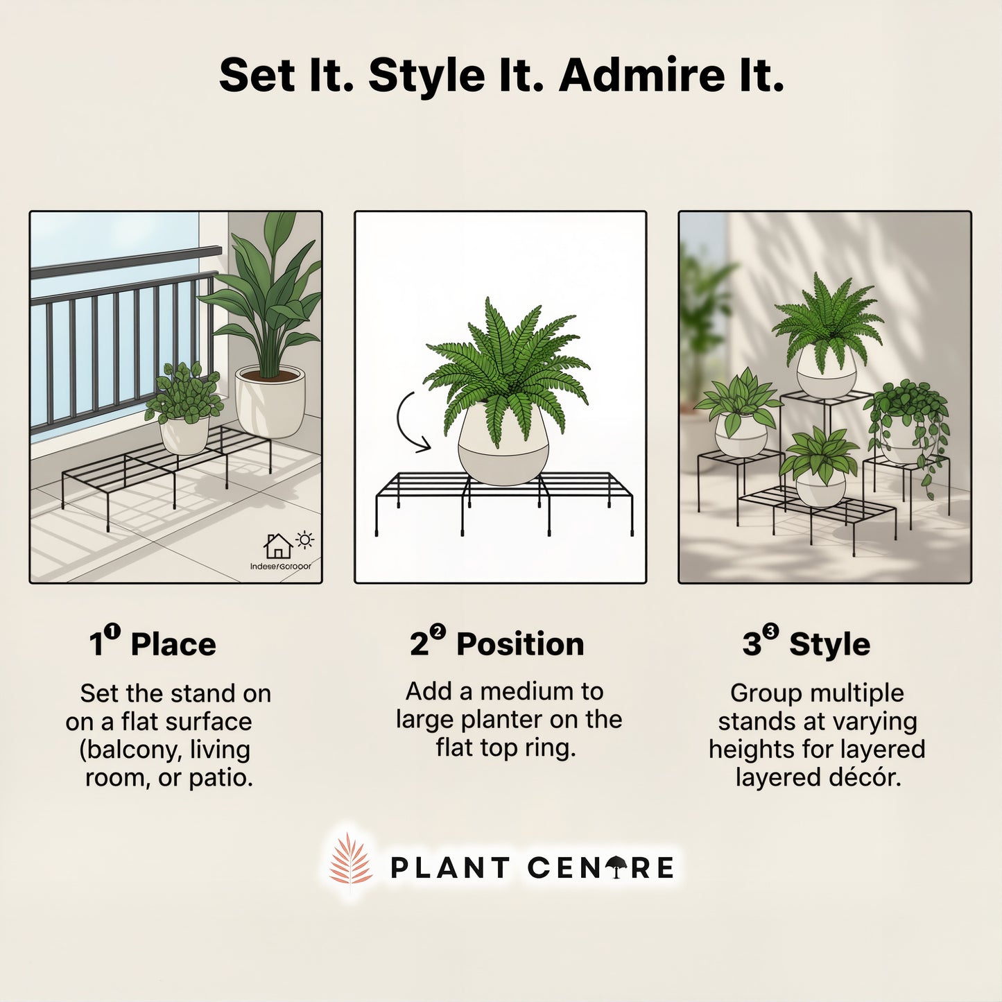 Single Tier Metal Stand | Modern Metal Plant Stand for Indoor & Outdoor Use | Plant Centre