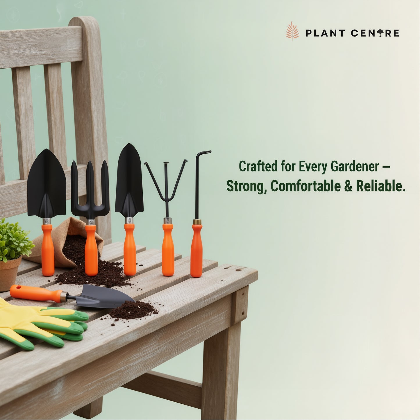 Set of 5 Garden Tools | Complete Gardening Kit with Hand Trowel, Fork, and Weeder