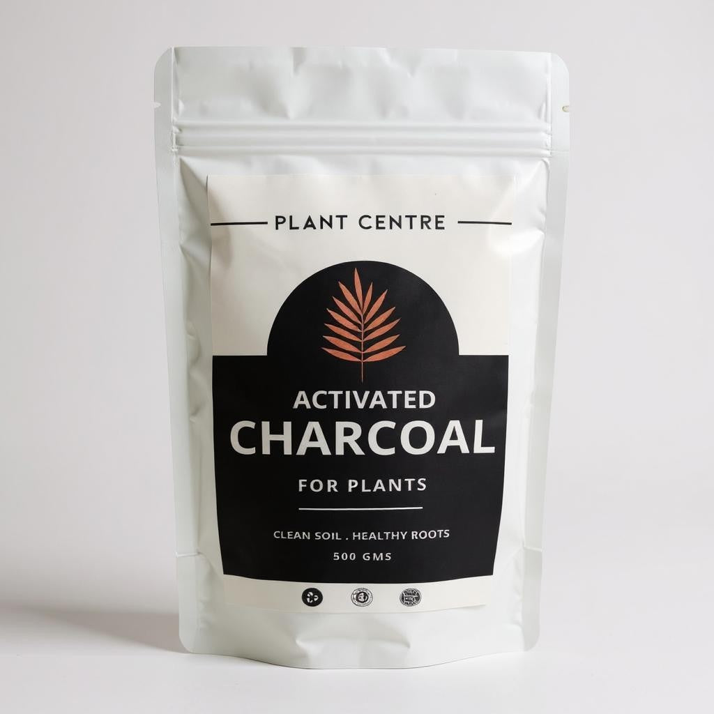 Bag of activated charcoal for plants from Plant Centre on a white background