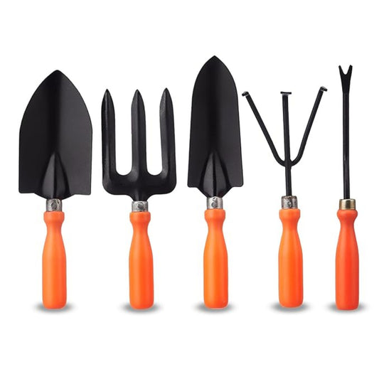 5-Piece Gardening Tool Set with Trowel, Pruner, Fork, Weeder, and Transplanter – Ideal Garden Combo for Home Use