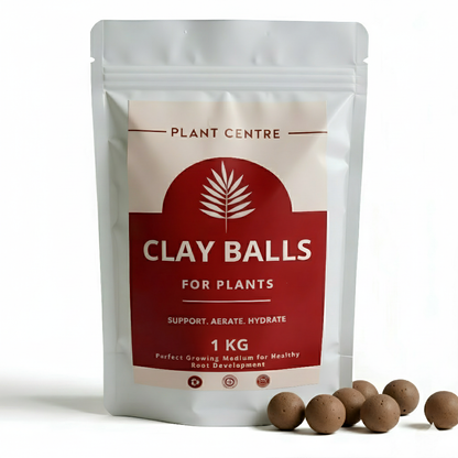 Package of clay balls for plants with a white background
