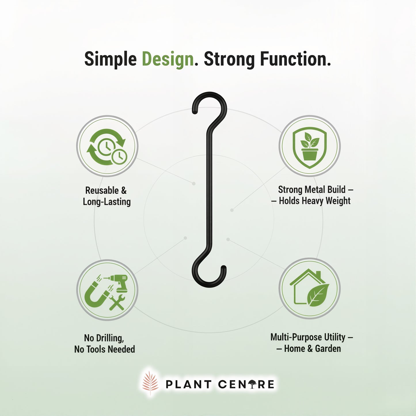 Big S Hook (Set of 10) | Heavy-Duty Metal Hooks for Hanging Pots & Garden Tools | Plant Centre