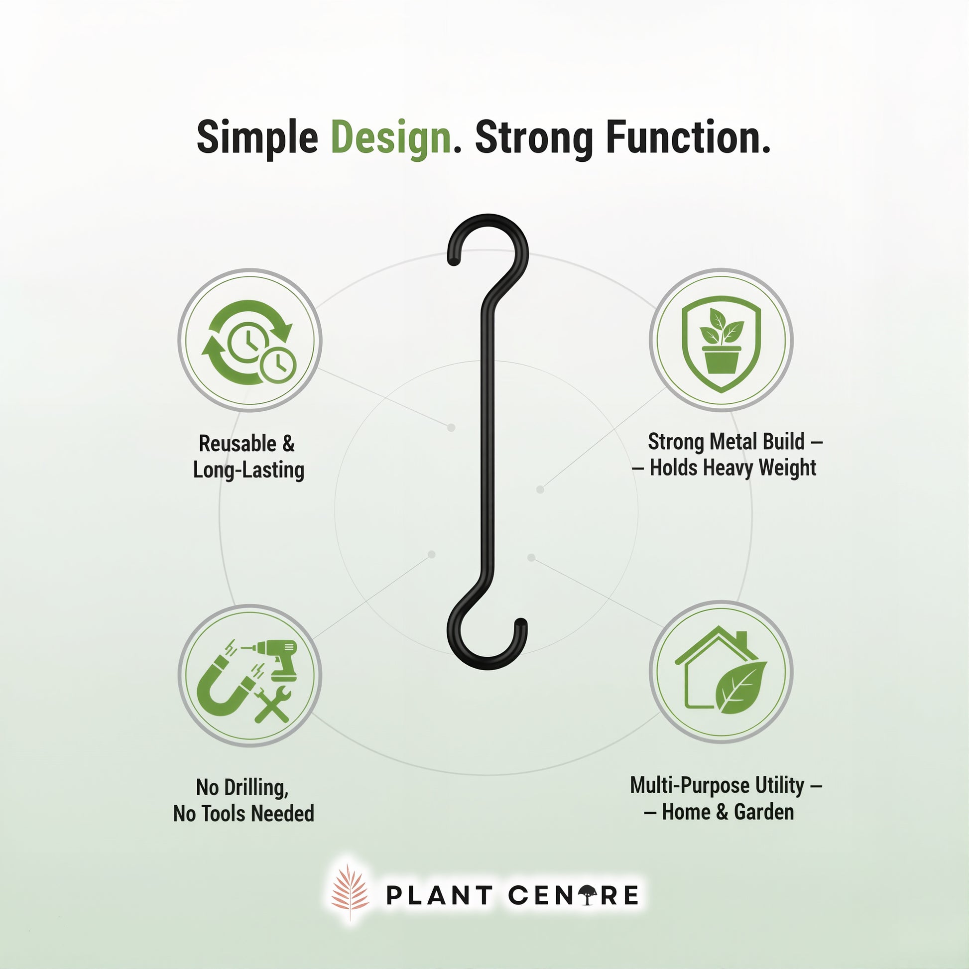 Big S Hook (Set of 10) | Heavy-Duty Metal Hooks for Hanging Pots & Garden Tools | Plant Centre