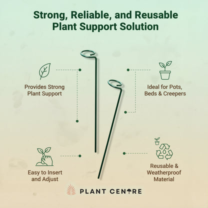Plant Supporter Garden Stakes (Set of 10) | Metal Plant Support Sticks for Garden and Pots | Plant Centre