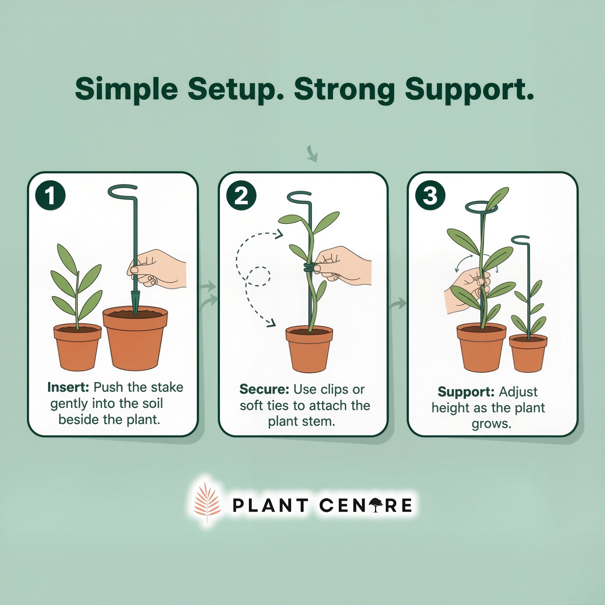 Plant Supporter Garden Stakes (Set of 10) | Metal Plant Support Sticks for Garden and Pots | Plant Centre