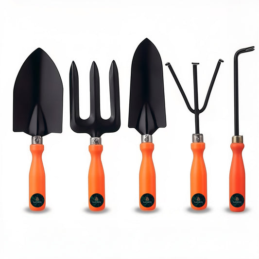 Set of 5 Garden Tools | Complete Gardening Kit with Hand Trowel, Fork, and Weeder